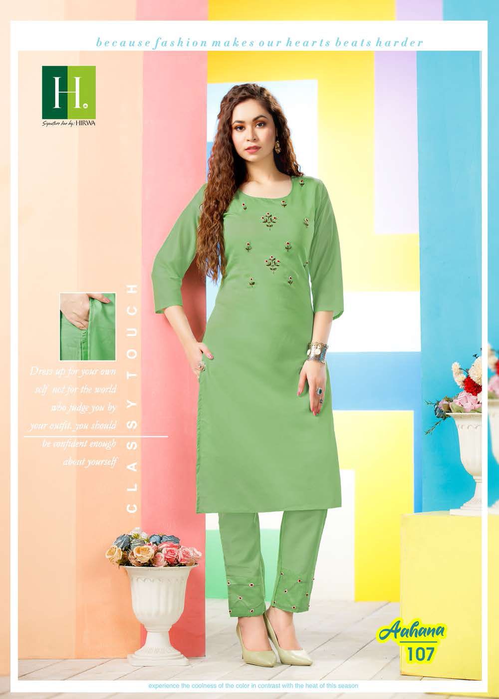 Hirwa Aahana Fancy Ethnic Wear Silk Kurti with Bottom Collection